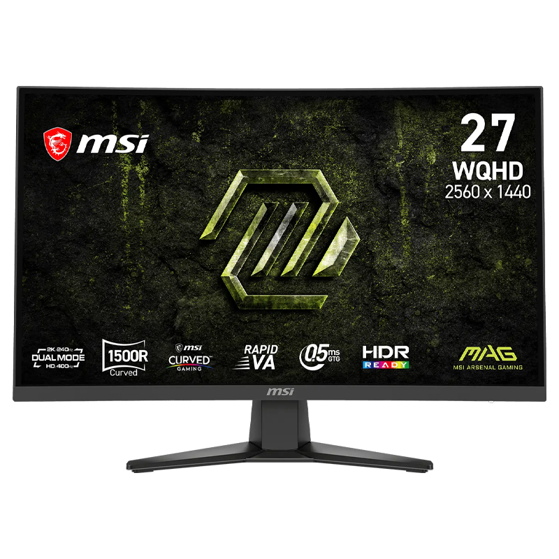 MONITOR GAMER MSI MAG 27" 240HZ 1440P QHD 0.5MS RAPID VA CURVO DUAL MODE QHD 240HZ / HD 400HZ 275CQDF X24