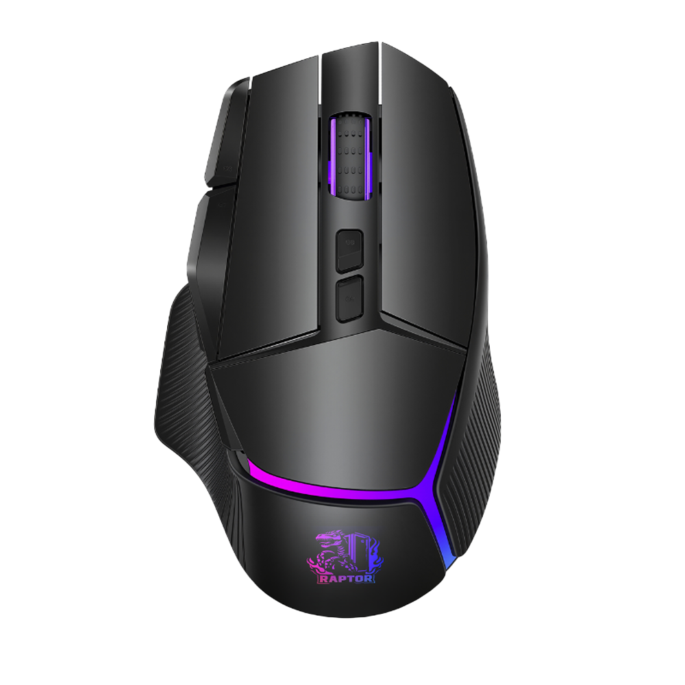 MOUSE RAPTOR STORM GRIP WIRELESS 9 BOTONES 24000 DPI RETROILUMINADO C/SOFT BLACK