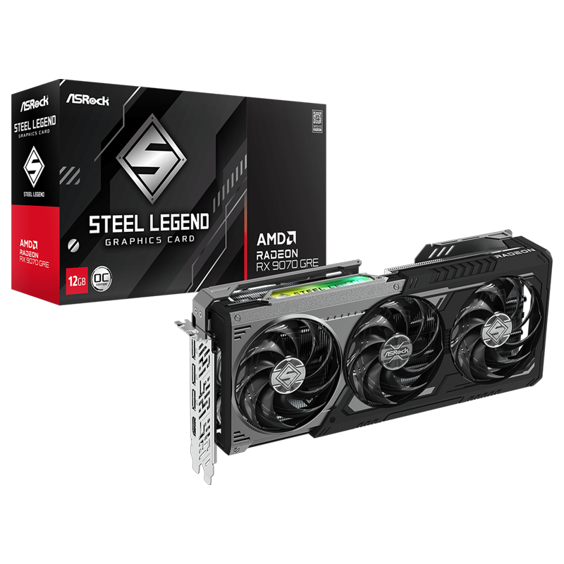 PLACA DE VIDEO ASROCK RADEON RX 9070 GRE STEEL LEGEND DARK OC 12GB