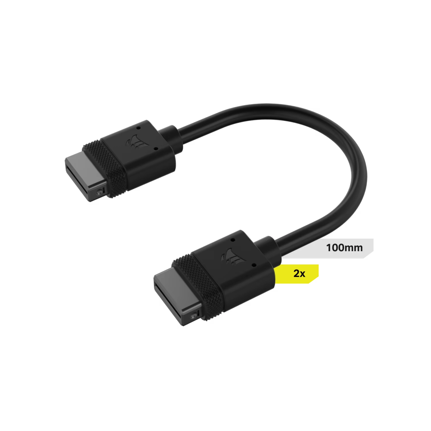 CABLE CORSAIR ICUE LINK 2X 100MM CON CONECTOR DERECHO NEGRO