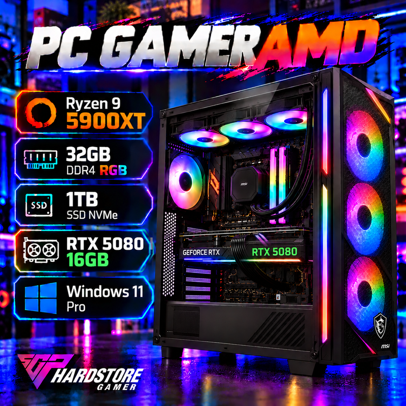 PC GAMER AMD Ryzen 9 5900XT + 32GB + 1TB SSD + RTX 5080 16GB – Windows 11 Pro
