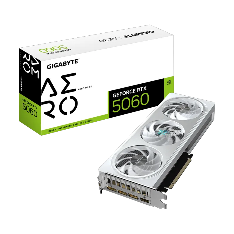 PLACA DE VIDEO GIGABYTE GEFORCE RTX 5060 AERO OC WHITE 8GB