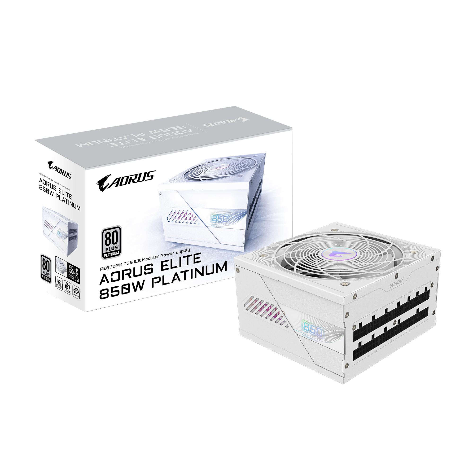 FUENTE GIGABYTE 850W 80 PLUS PLATINUM AORUS ELITE FULL MODULAR PCIE 5.0 WHITE