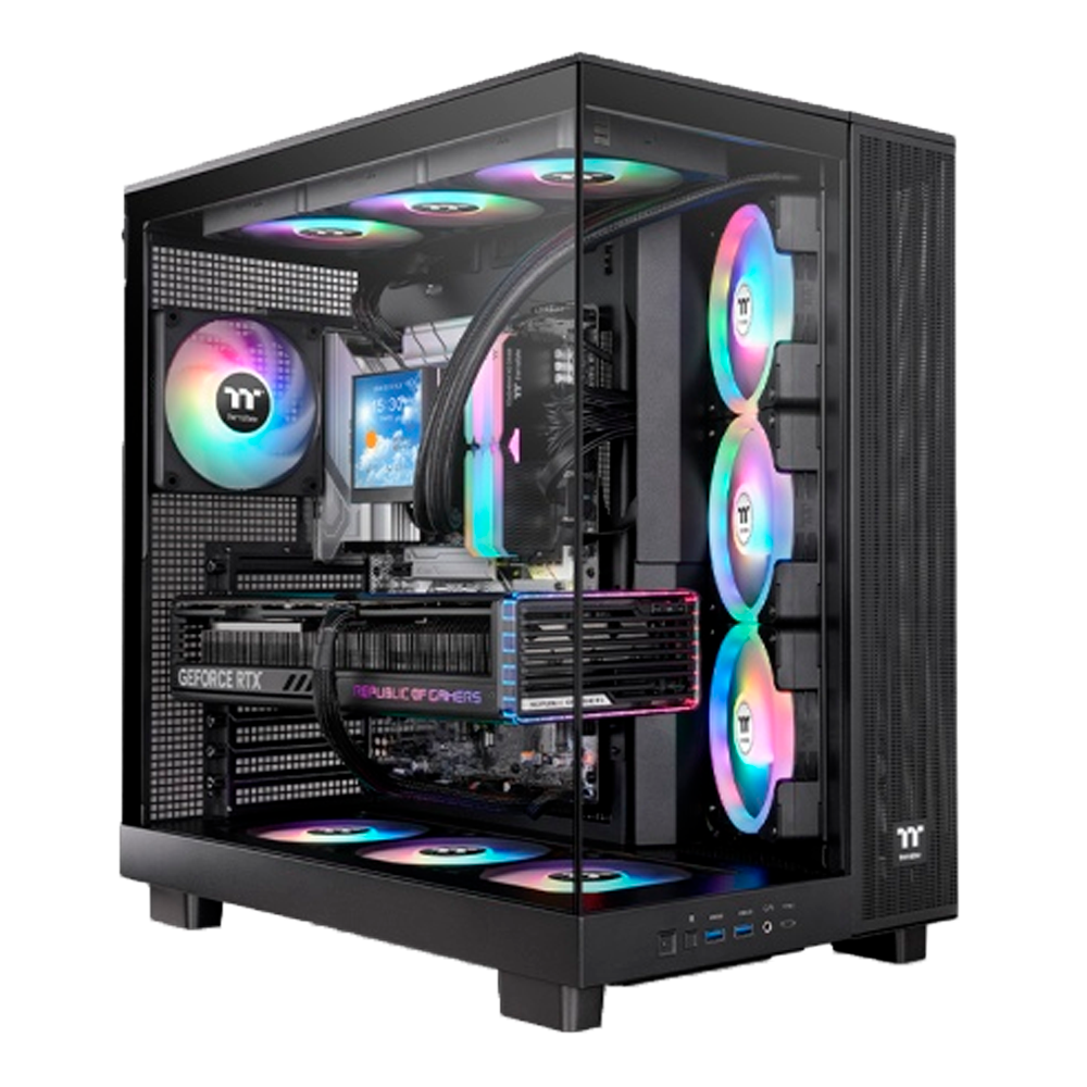 GABINETE THERMALTAKE VIEW 380 XL MID TOWER TG X2 FAN ARGB X1 RESERVE FAN X3 BLACK