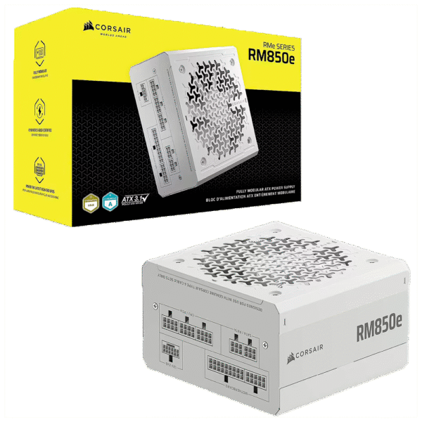 Fuente CORSAIR 850W 80 Plus Gold Full Modular RM850E PCIe 5.0 Cybernetics Platinum White