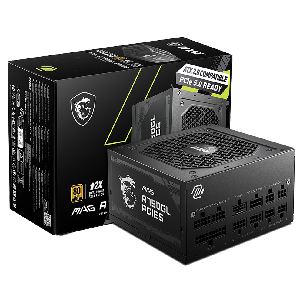 FUENTE MSI MAG 750W 80 PLUS GOLD FULL MODULAR PCIE 5.0 A750GL