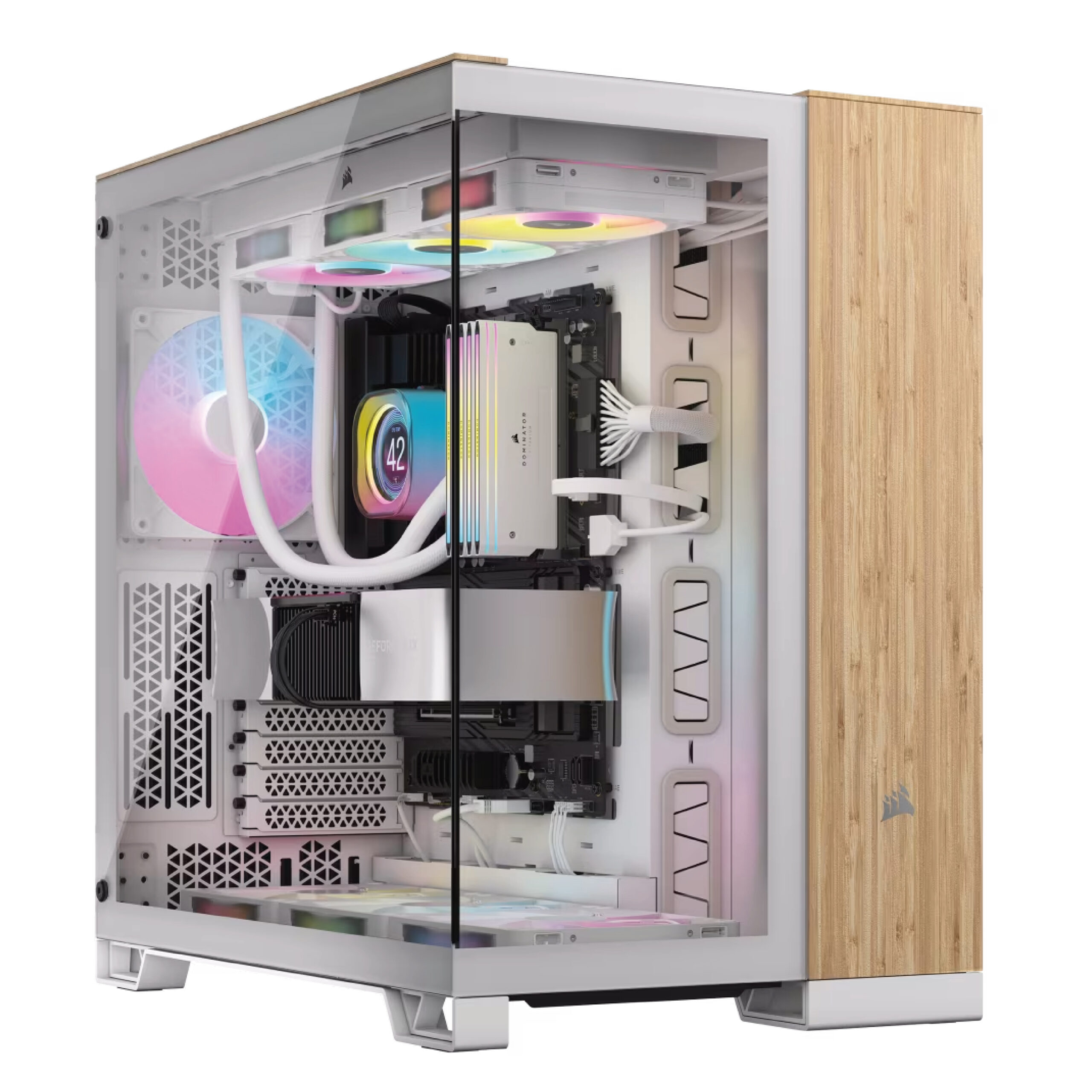 GABINETE CORSAIR 6500X WHITE BAMBOO WOOD
