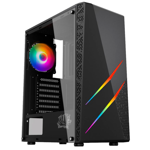Gabinete Raptor Blaze Force TG Mid-Tower RGB Fan x2 w/button control