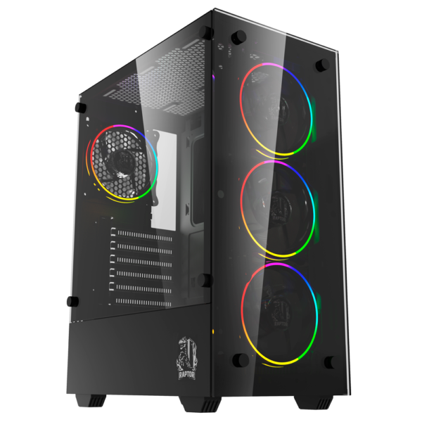 Gabinete Raptor Sentinel TG Mid-Tower RGB Fan x4 w/button control