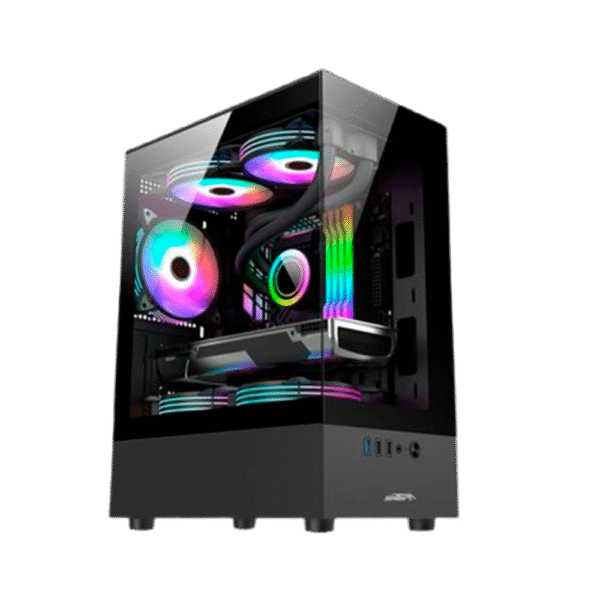 Gabinete Sentey Argb (6100-ARGB-SFBLACK) Lateral Acrilico Negro x5 Fan