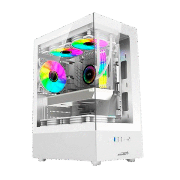Gabinete Sentey Argb (6100-ARGB-SFWHITE) Lateral Acrilico Blanco x5 Fan