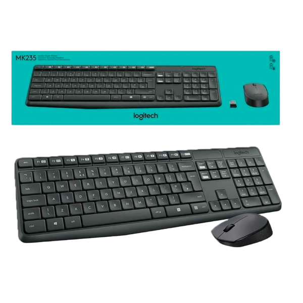 KIT LOGITECH Teclado + Mouse WIR MK235 Grey