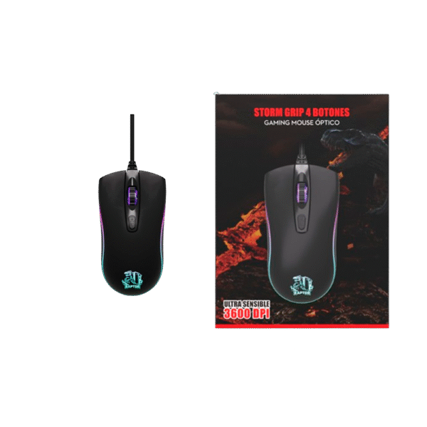 Mouse Raptor Storm Grip 4 botones 3600dpi 7 colores