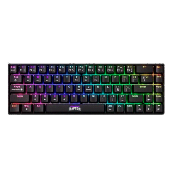 Teclado Raptor Fireclaw M68 Wireless Mecanico Retroiluminado Red Outemu