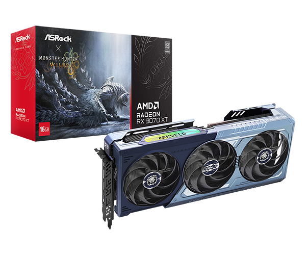 Placa de Video ASROCK Radeon RX 9070 XT 16GB Monster Hunter Wilds Edition