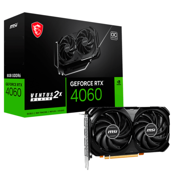 Placa de Video MSI GeForce RTX 4060 Ventus 2X Black OC 8GB