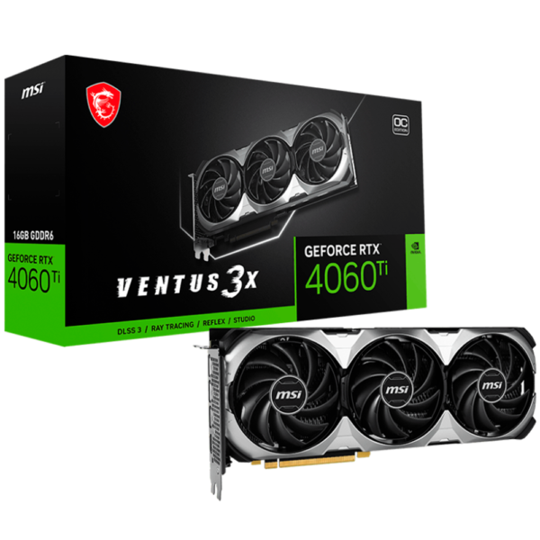 Placa de Video MSI GeForce RTX 4060 Ti Ventus 3X OC 16GB