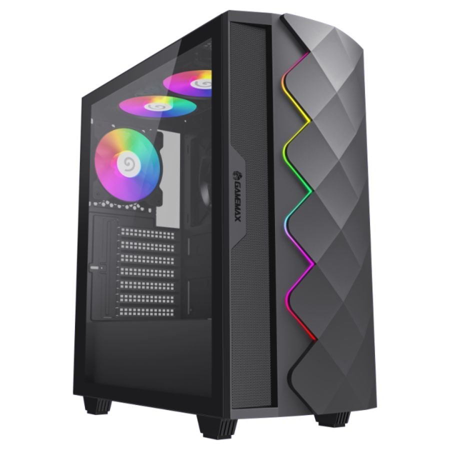 GABINETE GAMEMAX DIAMOND CP BLACK 4* FAN ARGB ATX