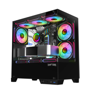 Gabinete Raptor Thunder Strike TG x2 Mid-Tower RGB Fan x1 Black - https://www.scphardstore.com