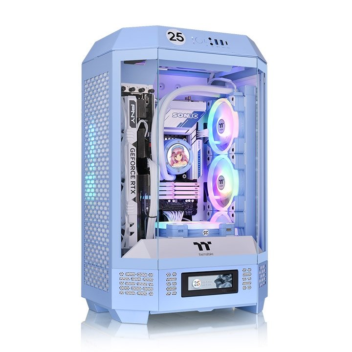 GABINETE THERMALTAKE THE TOWER 300 MID-TOWER TG X3 FAN X2 HYDRANGEA BLUE