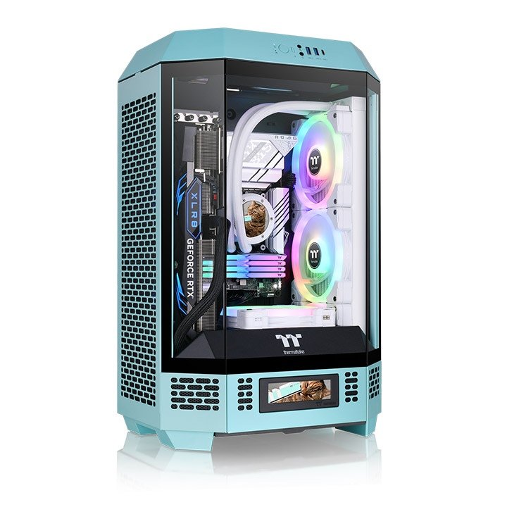 GABINETE THERMALTAKE THE TOWER 300 MID-TOWER TG X3 FAN X2 TURQUOISE