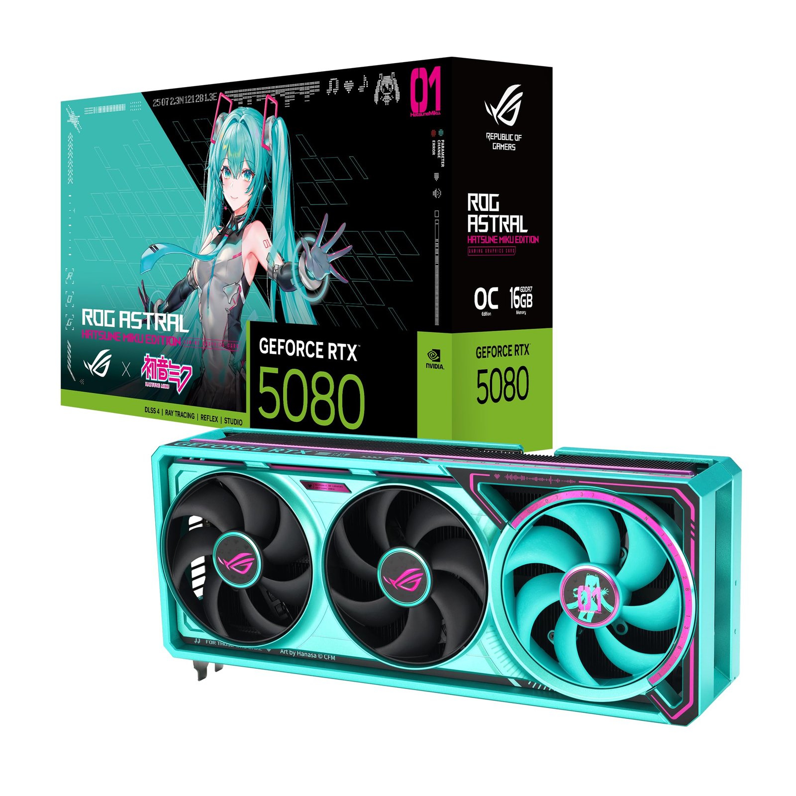Placa de Video ASUS ROG ASTRAL GeForce RTX 5080 16GB OC Hatsune Miku Edition - https://www.scphardstore.com