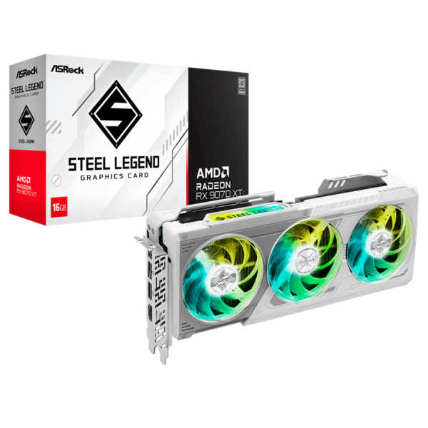 Placa de Video ASRock Radeon RX 9070 XT Steel Legend 16GB