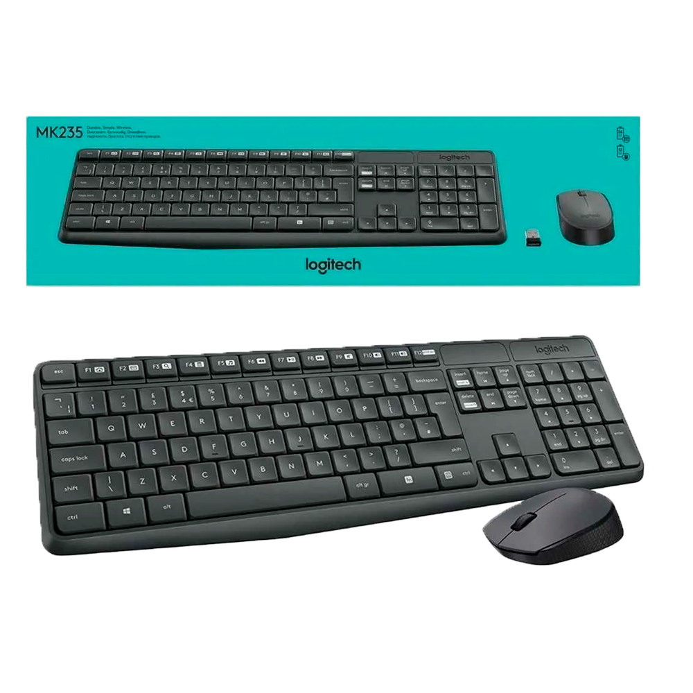 KIT LOGITECH TECLADO + MOUSE WIR MK235 GREY